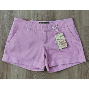 NWT Dear John Denim Women's Striped Cuffed Shorts Size 28 Red White Chino Preppy